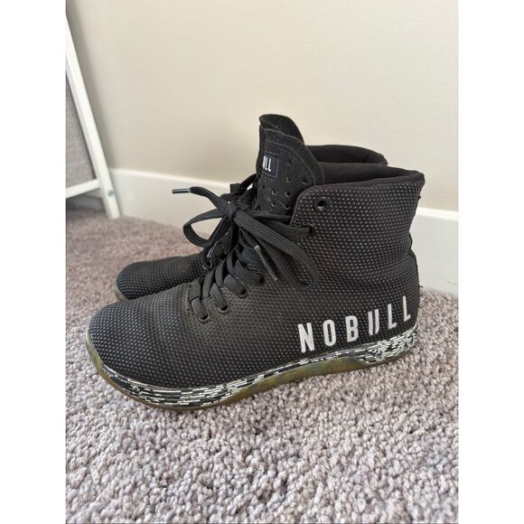 NOBULL High Top Trainer Shoes Unisex Mens 5.5 Women’s Size 7 Black Canvas - Picture 2 of 9